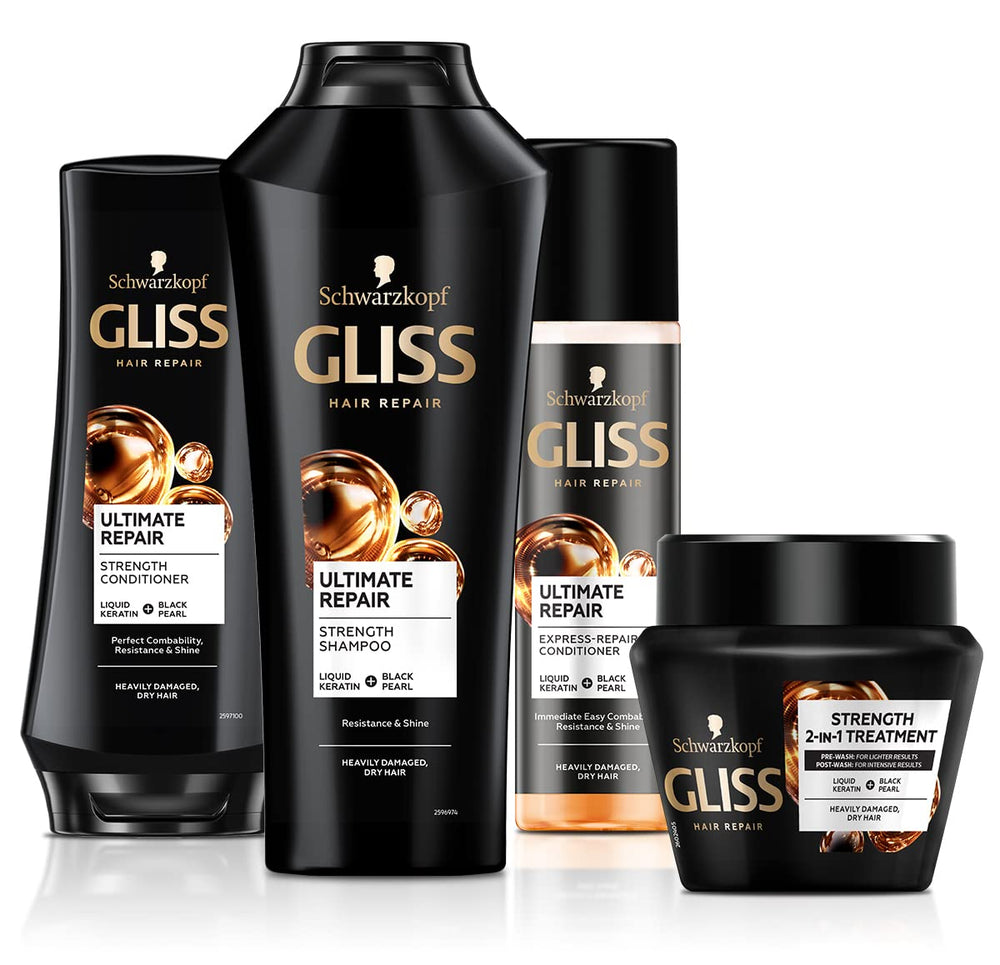 GLISS conditioner applied to damp hair demonstrating smoother, detangled strands