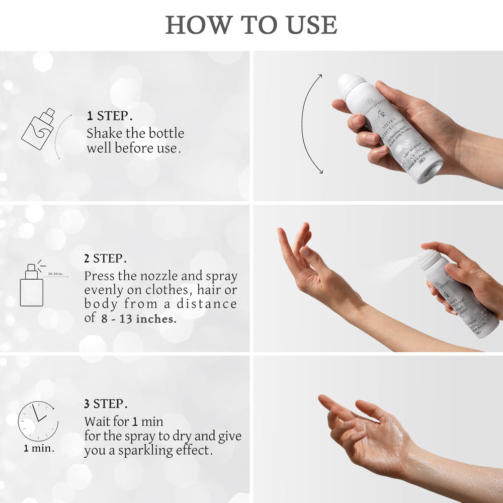 Glitzify 4.73oz bottle next to a hand for size and coverage context