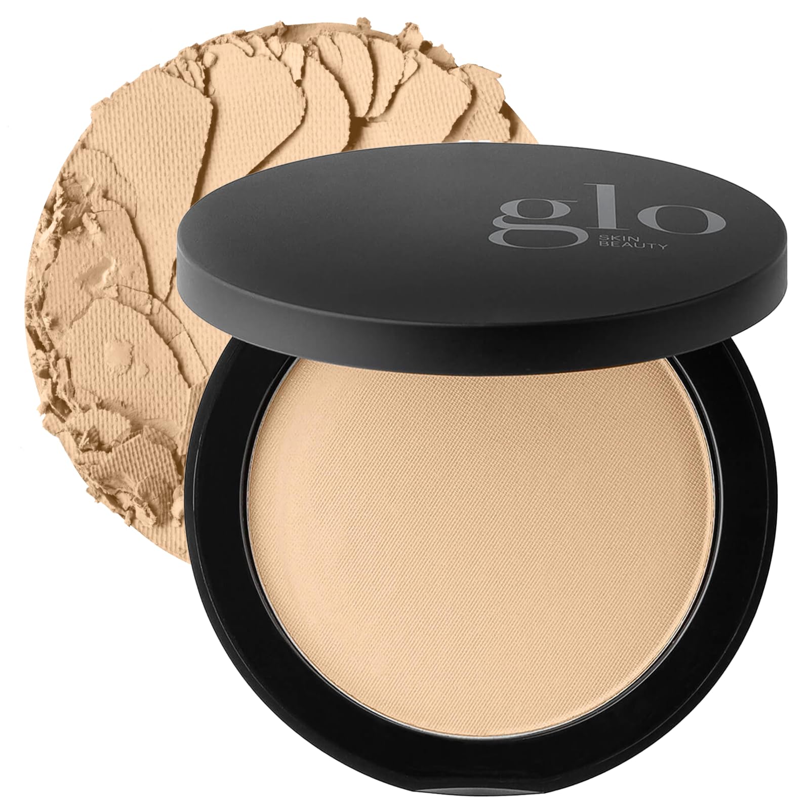 Glo Skin Beauty compact front view showing Golden Medium shade and travel-friendly design