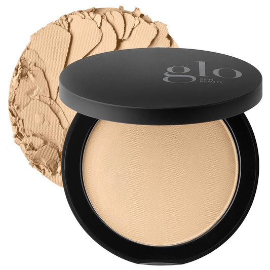 Glo Skin Beauty compact front view showing Golden Medium shade and travel-friendly design