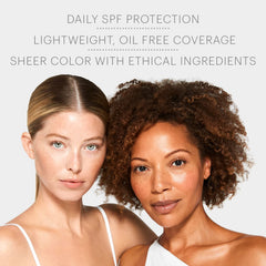 Glo Skin Beauty application with brush showing even sheer buildable coverage
