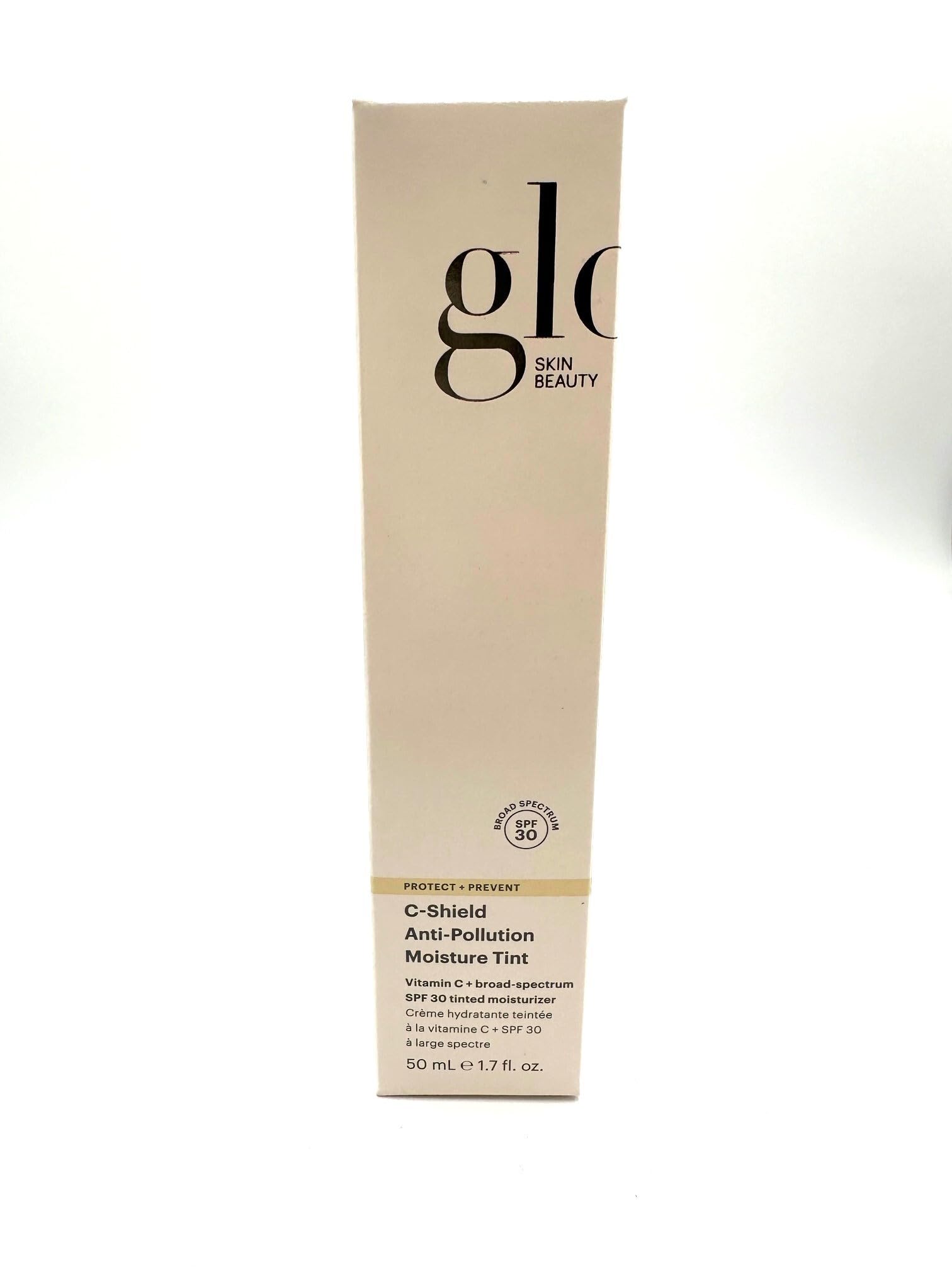 Glo Skin Beauty bottle beside other skincare indicating morning routine convenience