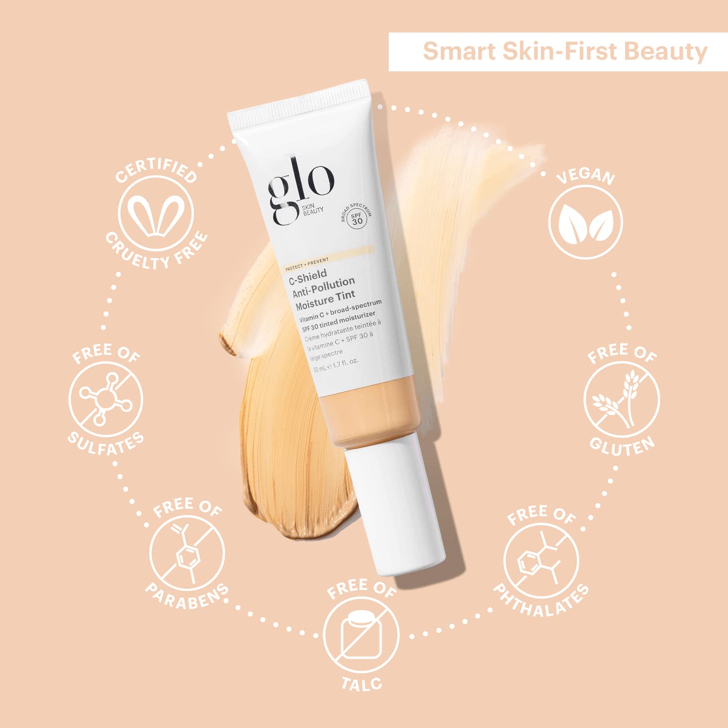 Glo Skin Beauty bottle held in hand to show size and portability