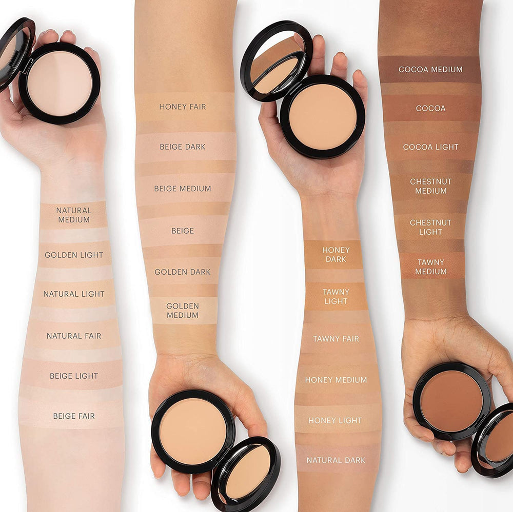 Glo Skin Beauty brush sweeping powder illustrating buildable coverage and blendability