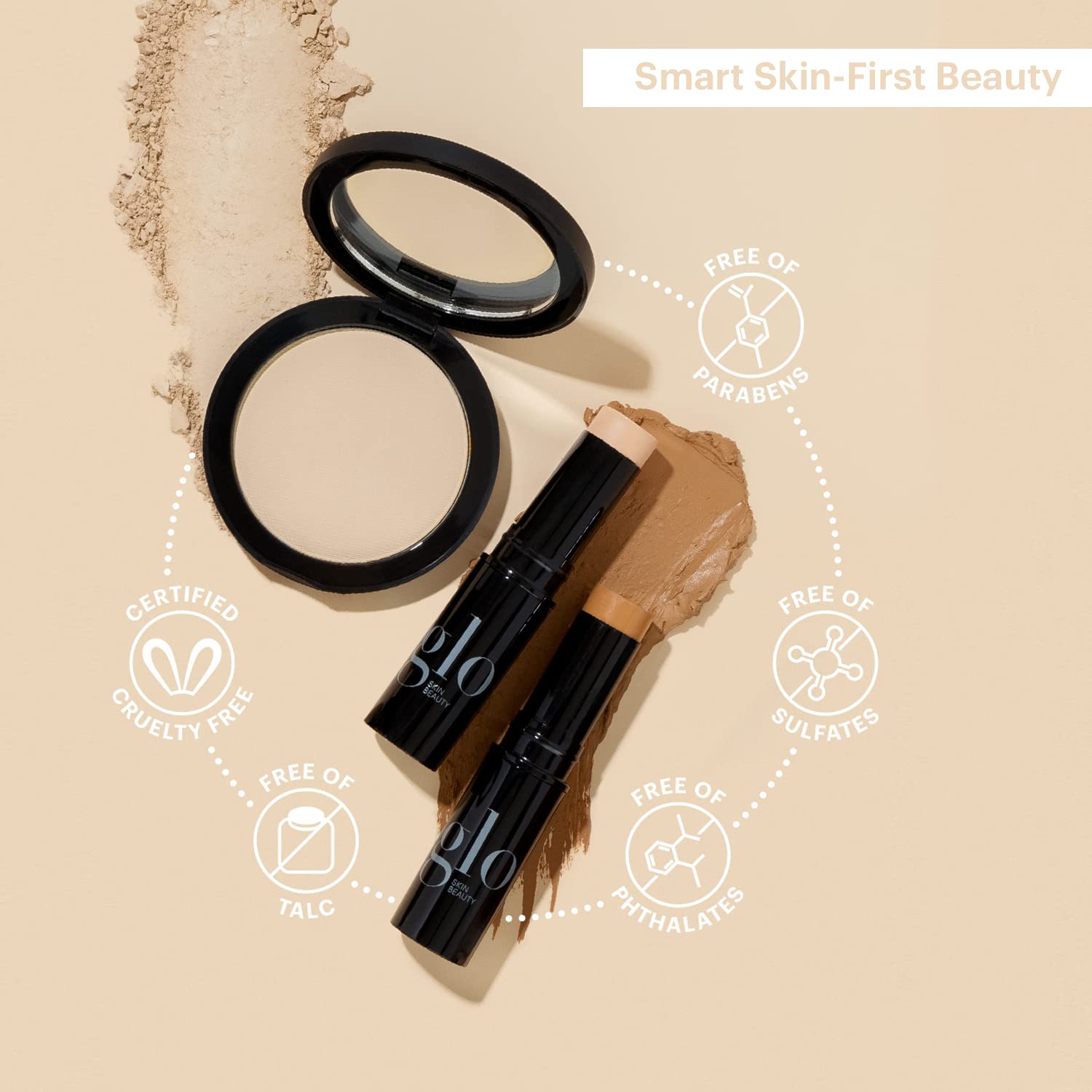 glo skin beauty ingredients label close-up features green tea and vitamins benefit
