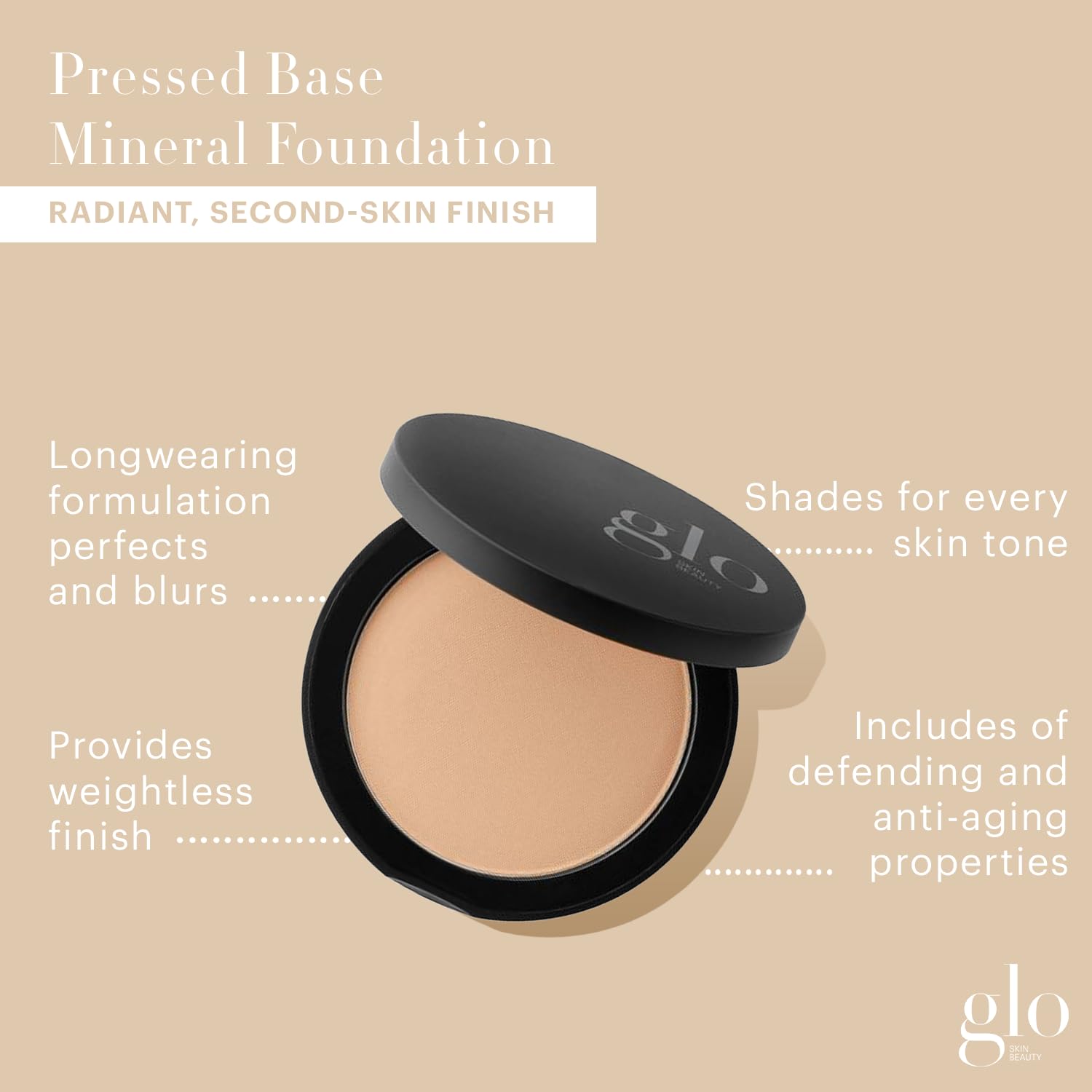 glo skin beauty open pan close-up reveals smooth pressed powder for flawless blending