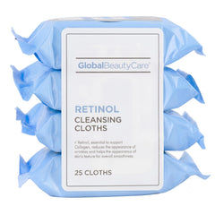 Global Beauty Care front packaging showing retinol wipes and pack benefits
