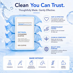 Global Beauty Care ingredient label close-up highlighting retinol content