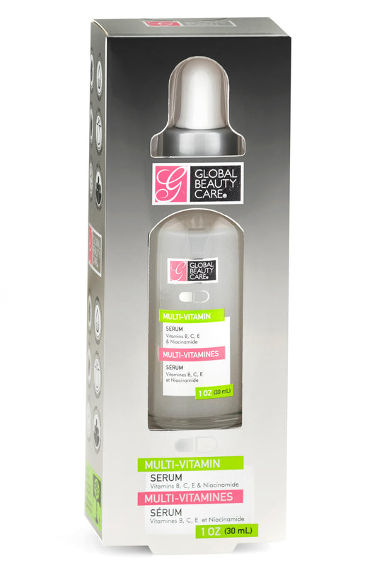 Global Beauty Care front packaging showing bottle and label promoting hydration benefit