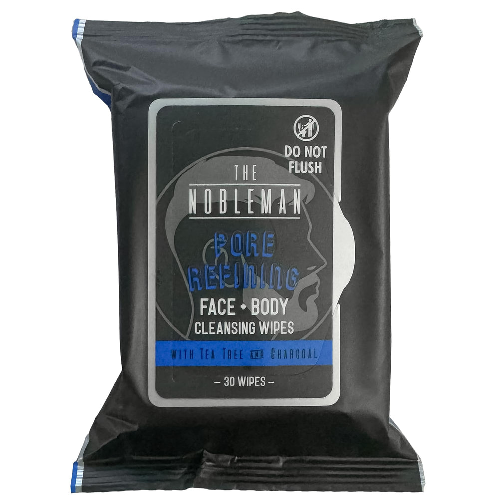 Global Beauty Care close-up of a single Nobleman wipe texture, charcoal-infused cleaning power