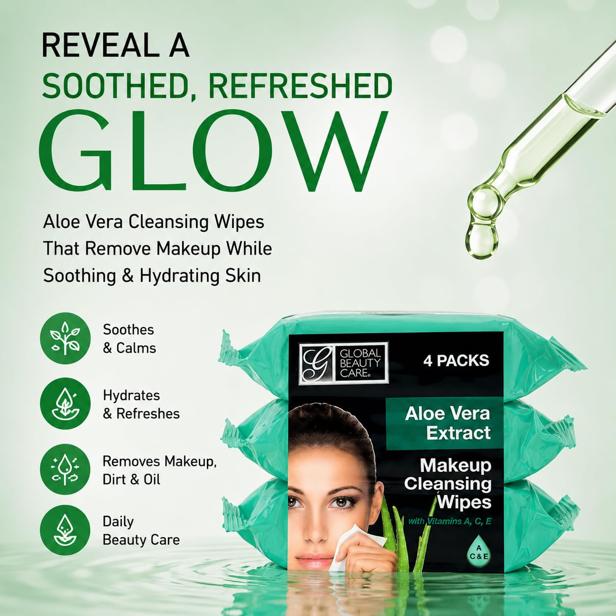 Global Beauty Care open pack with visible moist wipe and easy access