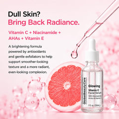 Global Beauty Care serum on bathroom shelf as part of daily routine
