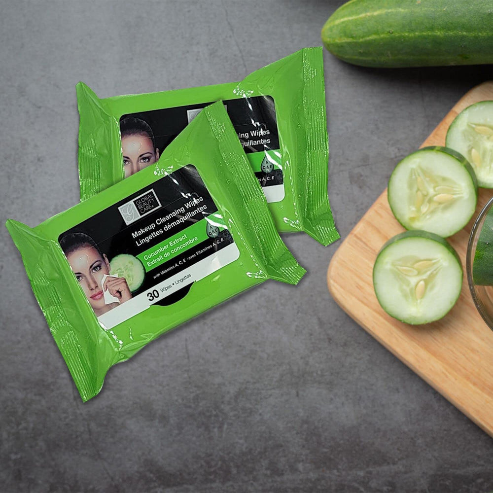 Global Beauty Care wipe held in hand to show size and portability benefit