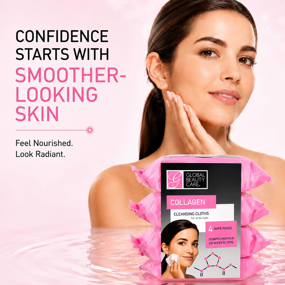 Global Beauty Care wipe in hand removing makeup, fast effective removal benefit
