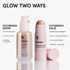 Glossier Futuredew paired with makeup for priming and glow benefits