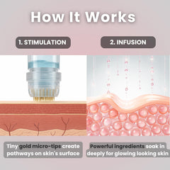 Glov Beauty applying micro stamp to lips for plumper-looking results