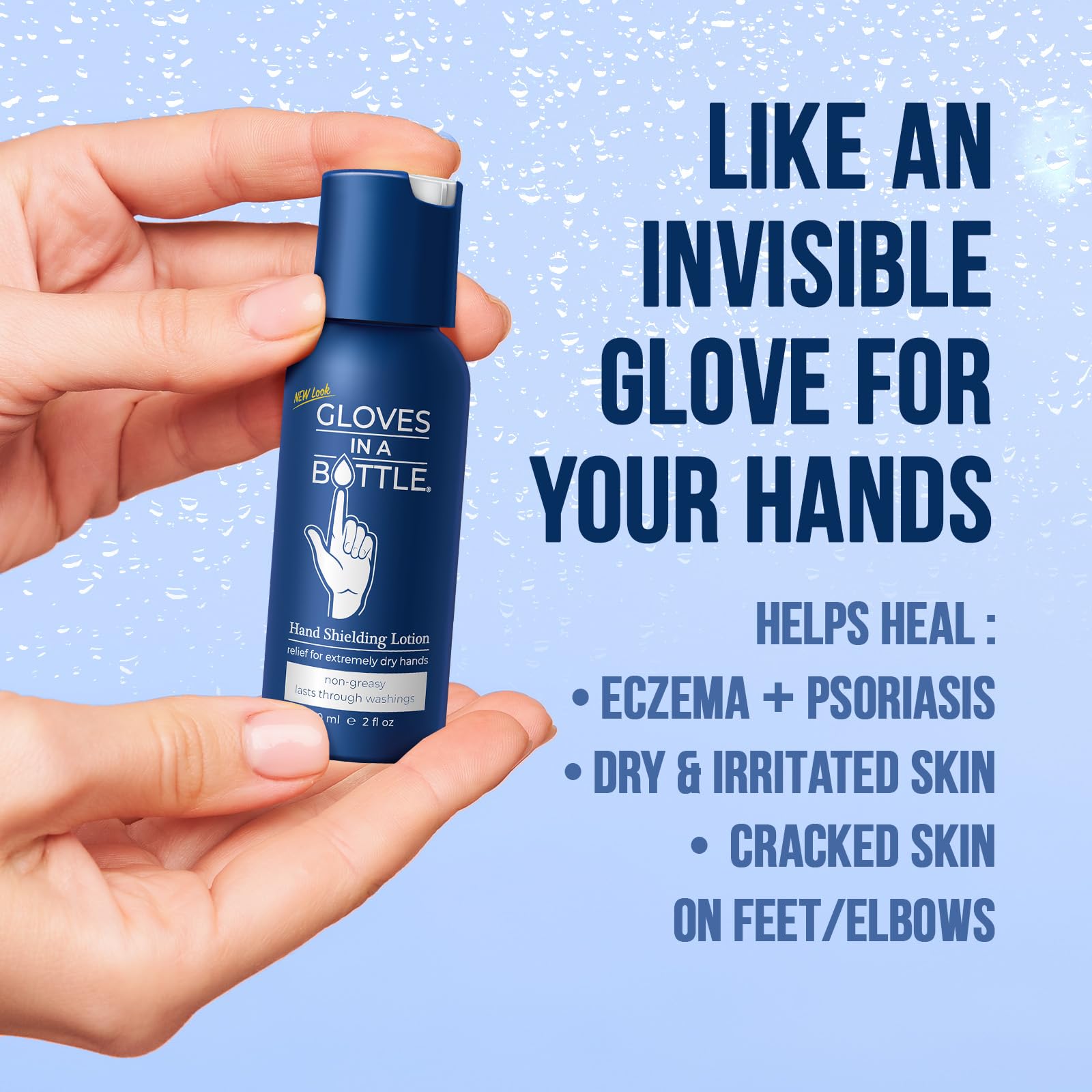Gloves In A Bottle label close-up showing ingredients and clear usage information benefit