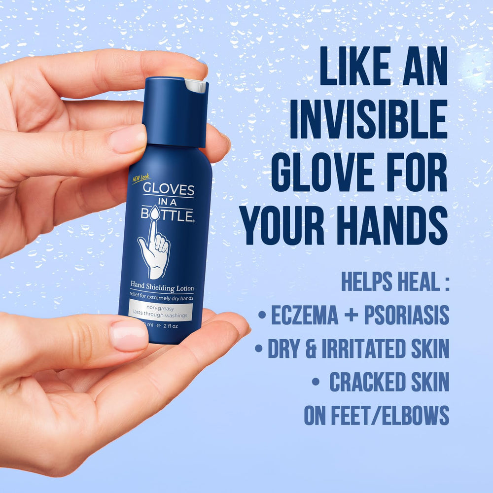 Gloves In A Bottle label close-up showing ingredients and clear usage information benefit