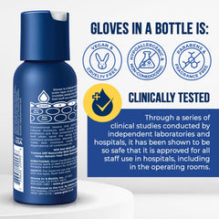 Gloves In A Bottle with water droplets demonstrating water-resistant protection benefit