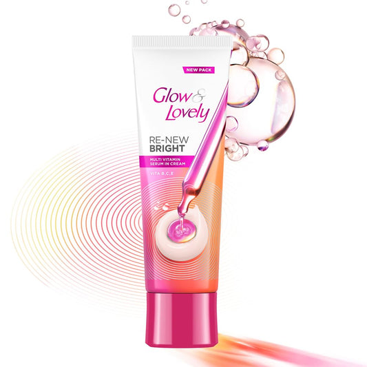 Glow & Lovely cream texture close-up showing smooth consistency and fast absorption
