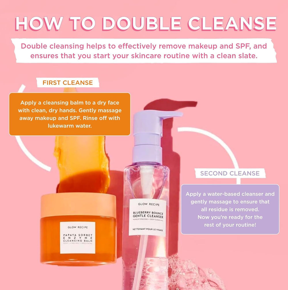 Glow Recipe demonstration of balm turning into oil then milky emulsified cleanse