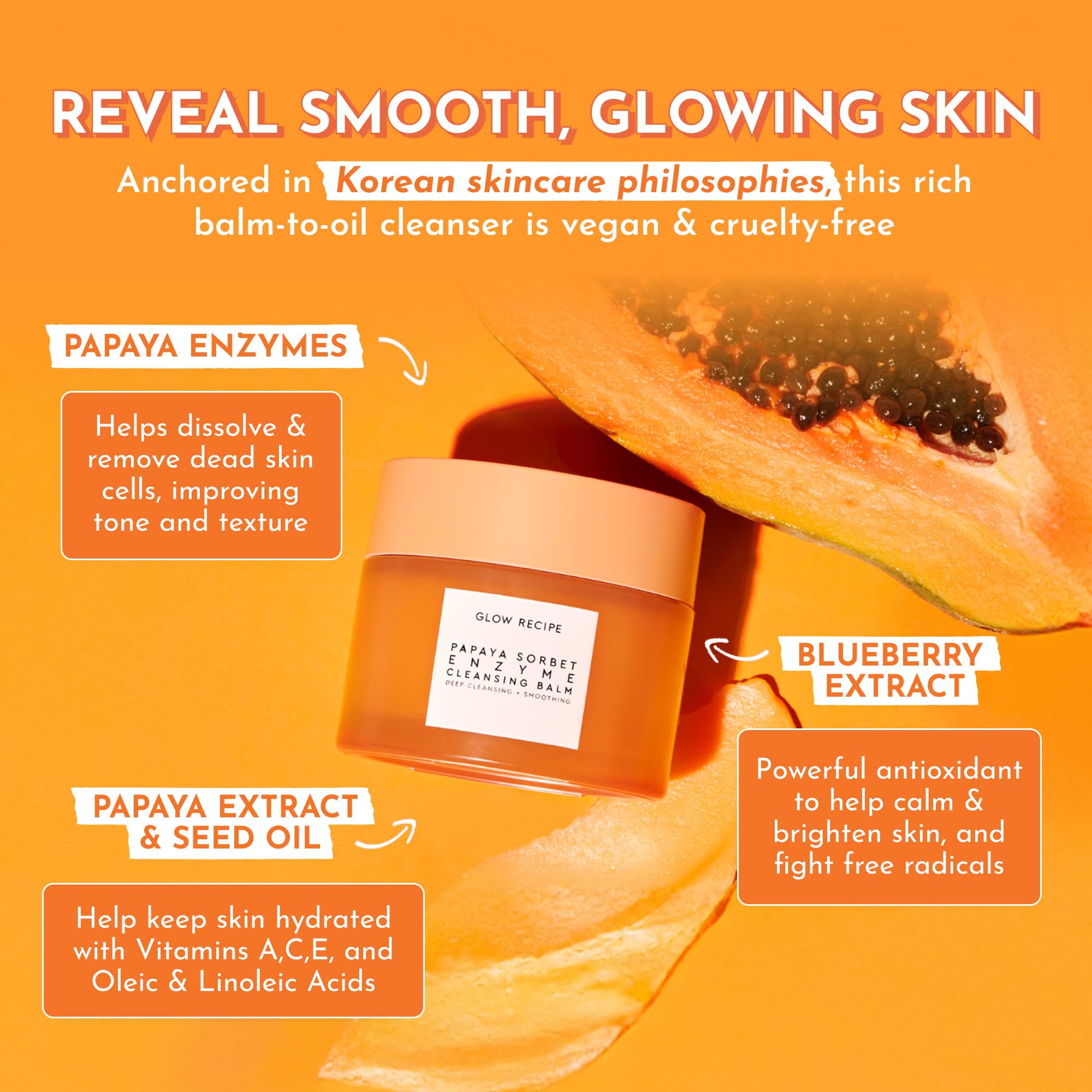Glow Recipe product with fresh papaya illustrating natural enzyme exfoliation benefits