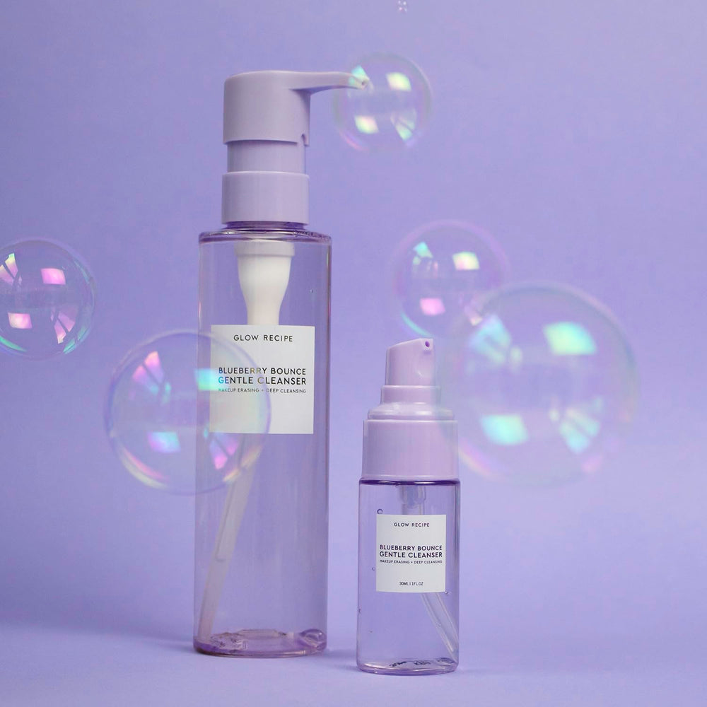 Glow Recipe ingredient label with blueberry and hyaluronic highlights for transparency