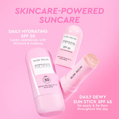 Glow Recipe tucked inside a cosmetic bag for on-the-go sun protection