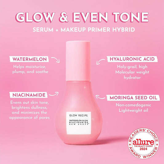 Glow Recipe label closeup highlighting ingredients and clean formulation benefit
