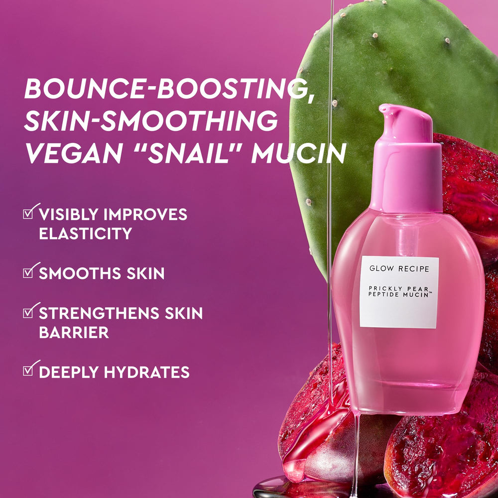 Glow Recipe pump dispenser detail highlighting hygienic easy-to-dose benefit