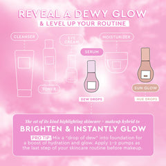 Glow Recipe bottle held next to hand to show 40ml scale and travel-friendly benefit