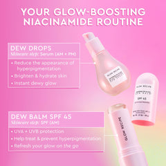 Model showing Glow Recipe sunscreen stick on face before and after for luminous glow