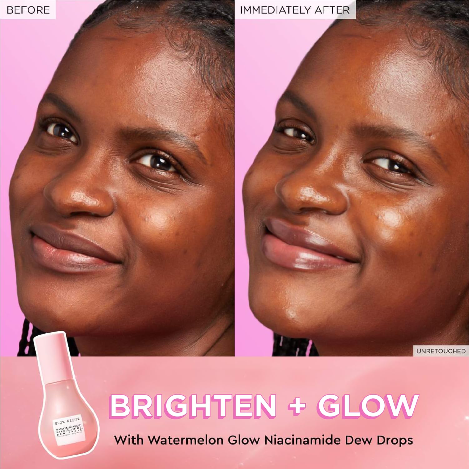 Glow Recipe clear gel texture drop on fingertip showing lightweight hydration benefit