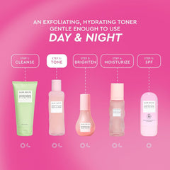 Glow Recipe toner applied with cotton pad to gently exfoliate and clarify pores