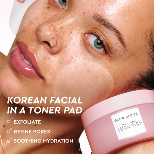 Glow Recipe single pre-soaked pad close-up revealing soaked texture for easy application