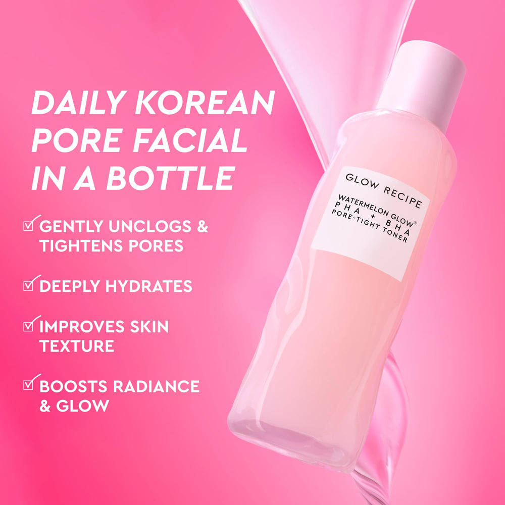 Glow Recipe poured toner texture on hand highlighting hydration benefit
