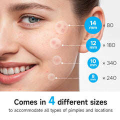 Glowpatch four sizes on a single sheet for perfect pimple fit