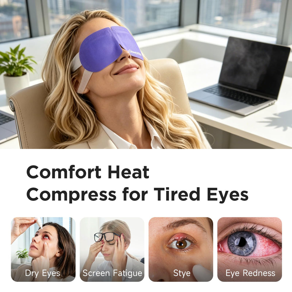 Glowpatch steam eye mask flat lay showing mask shape and cotton-feel comfort