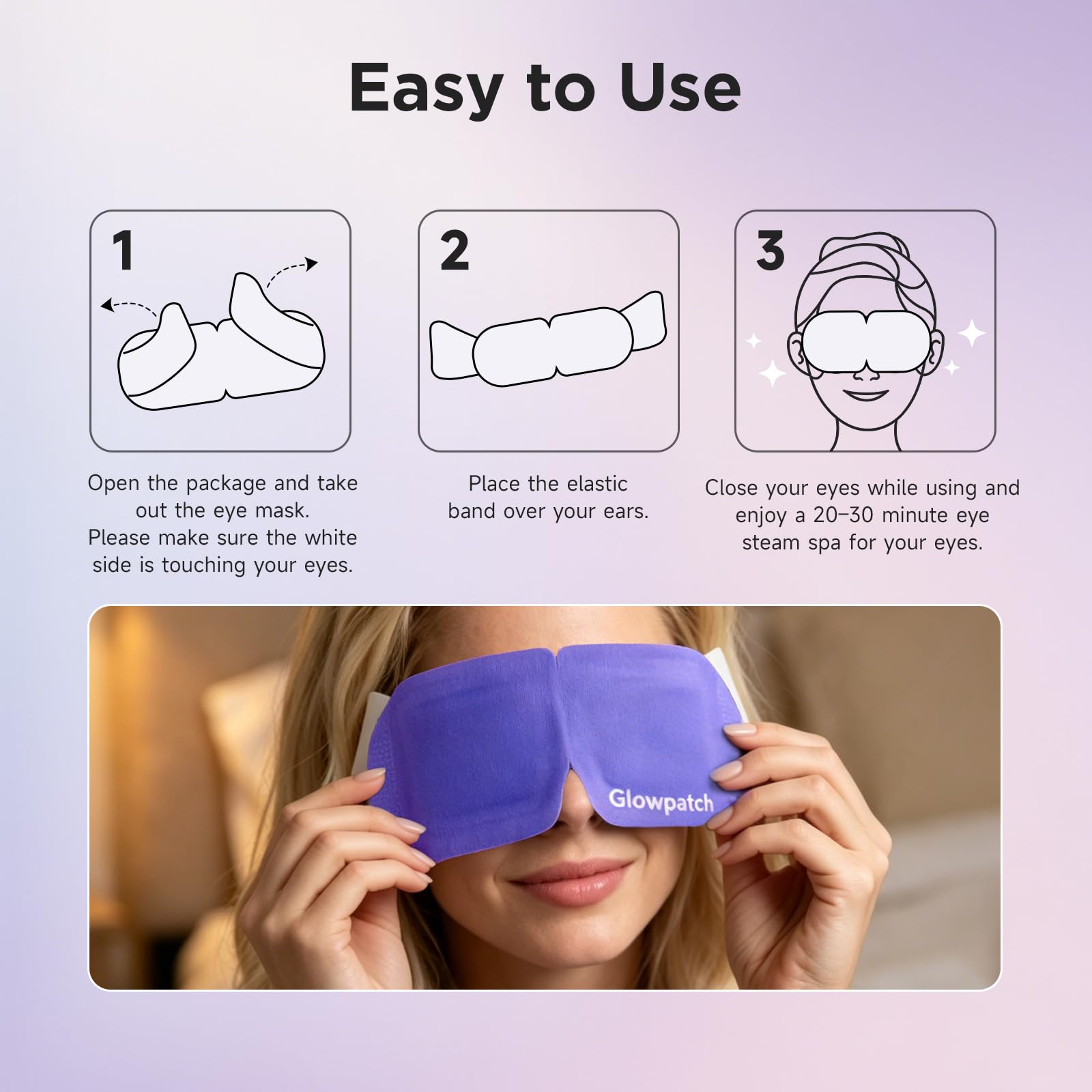 Glowpatch masks in travel pouch staged on suitcase implying airport comfort