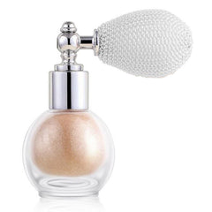 GLSFACE front packaging showing champagne highlighter spray bottle and label benefits
