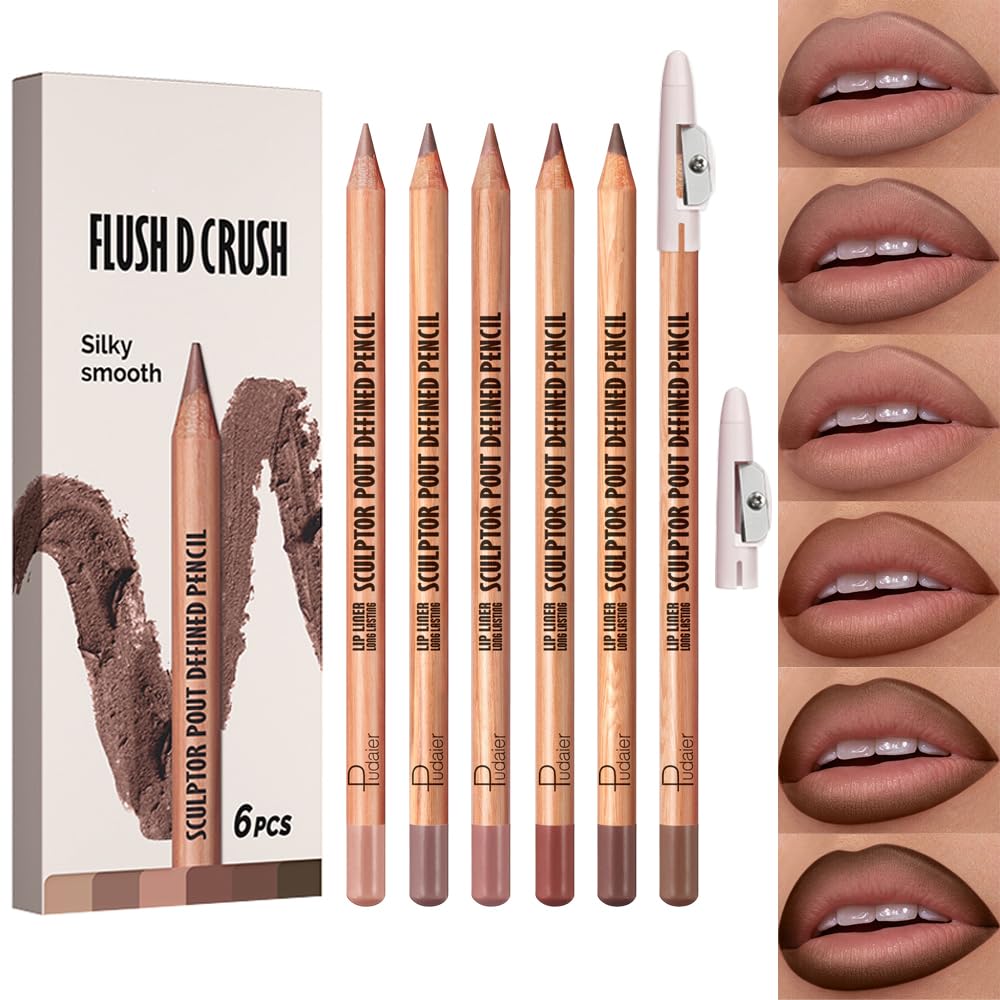 GLSFACE front packaging showing six matte lip liners and two sharpeners, convenient kit