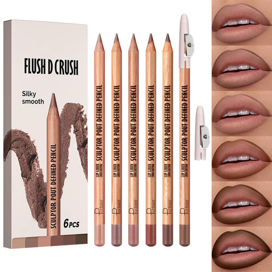 GLSFACE front packaging showing six matte lip liners and two sharpeners, convenient kit
