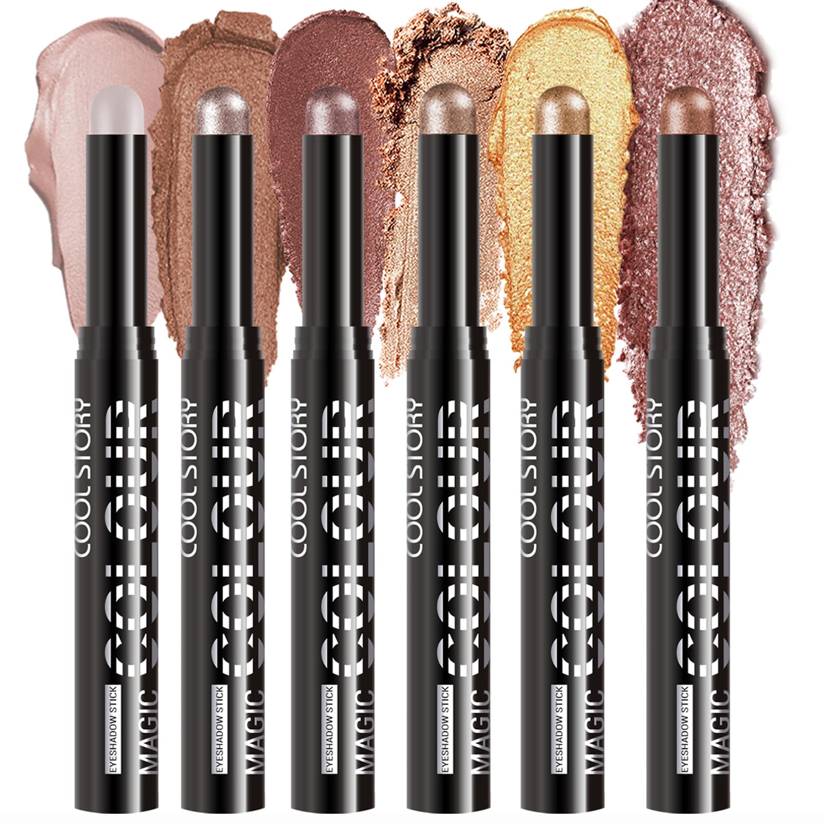 GLSFACE front packaging set A showing six warm eyeshadow sticks and compact case, easy travel
