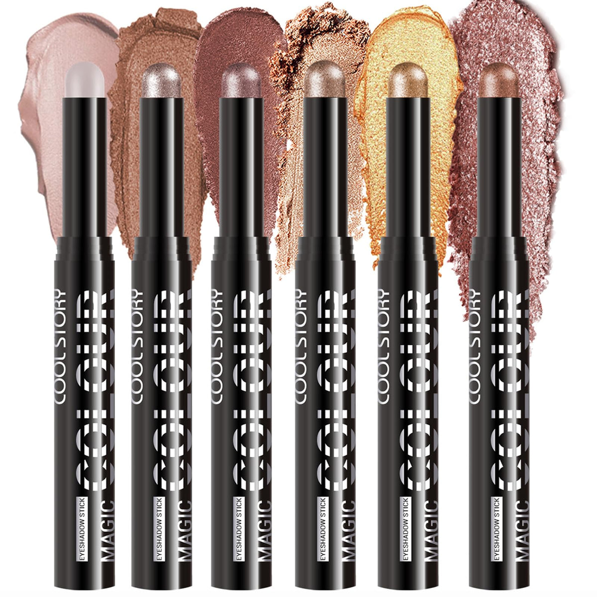 GLSFACE front packaging set A showing six warm eyeshadow sticks and compact case, easy travel