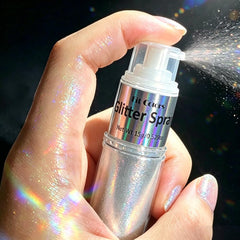 GLSFACE spray pattern on arm illustrating fine shimmer and even coverage