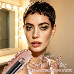 GLSFACE six eyeshadow sticks laid out to display neutral to metallic shades