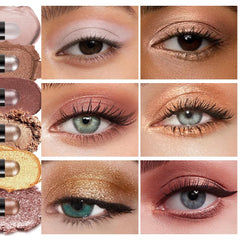 GLSFACE texture swatches on arm showing six warm shades and blendability benefit
