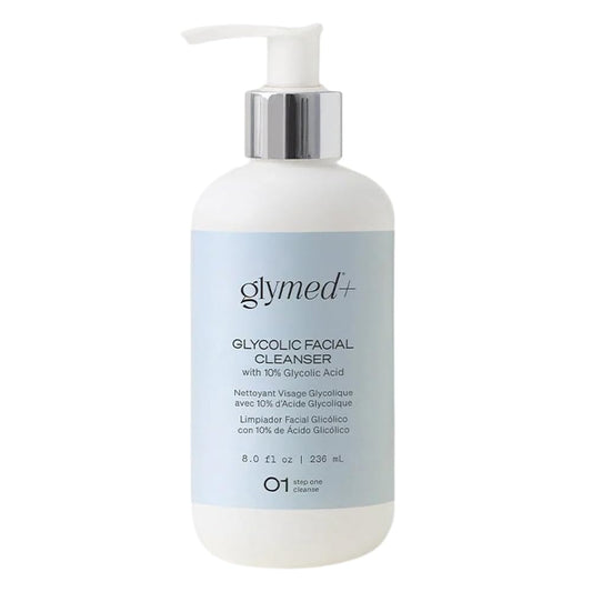 GLYMED gentle facial wash bottle front view shows packaging and benefits