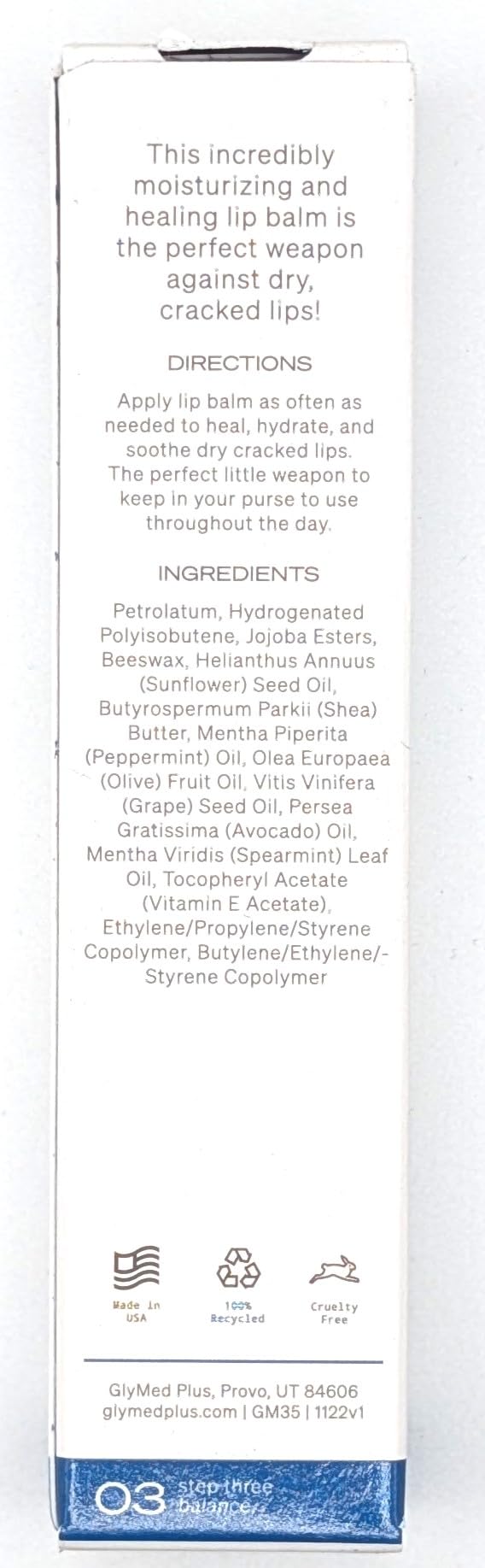 Glymed balm close-up texture on fingertip demonstrating smooth hydration and non-greasy finish benefit