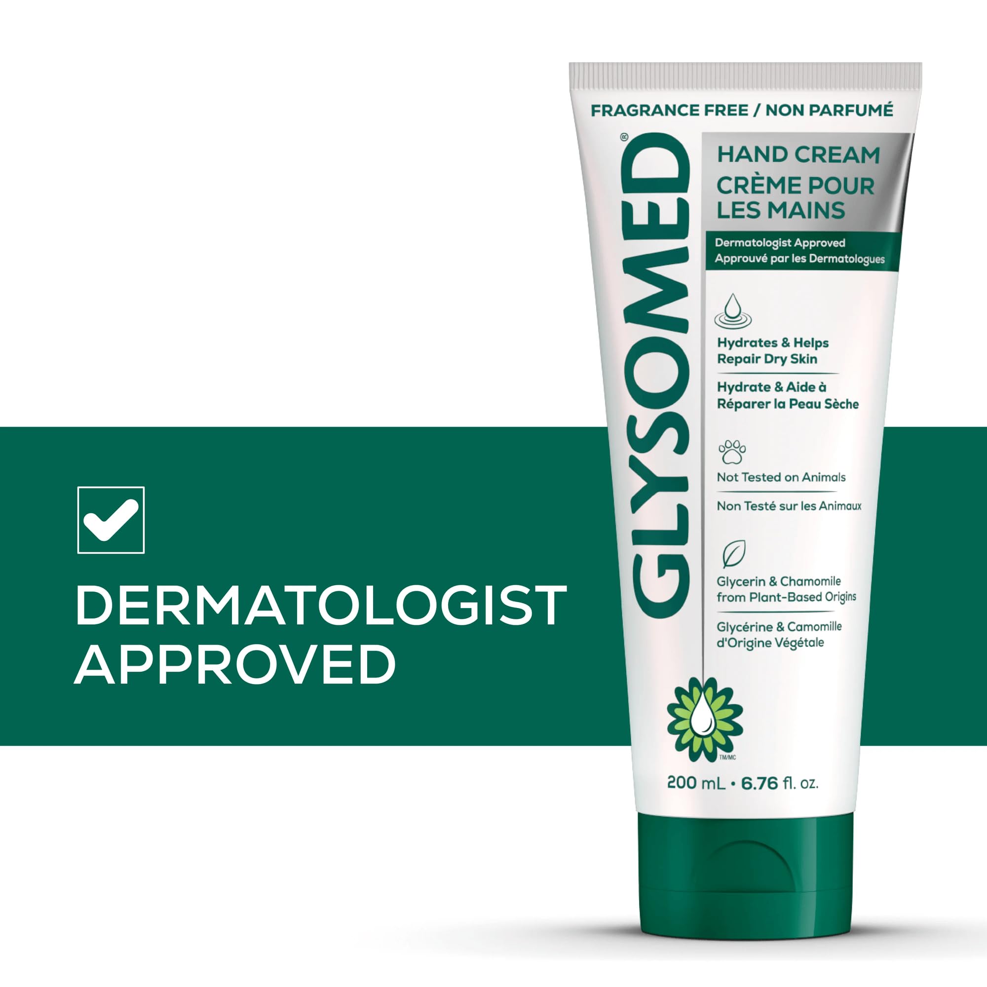 Pump dispensing Glysomed hand cream demonstrating easy one-handed use and convenient portioning